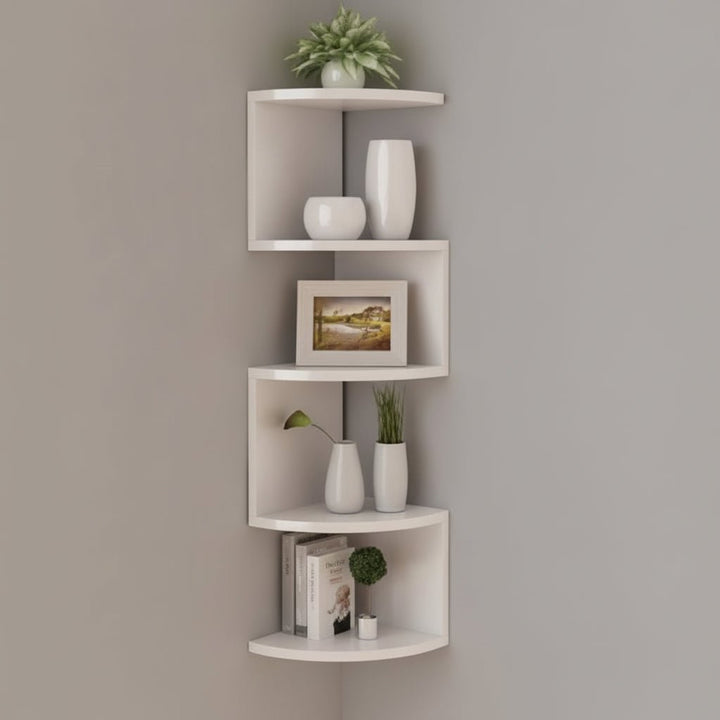 Multi-Tiered Mdf Corner Wall Shelf With Space-Saving Design - Image 6