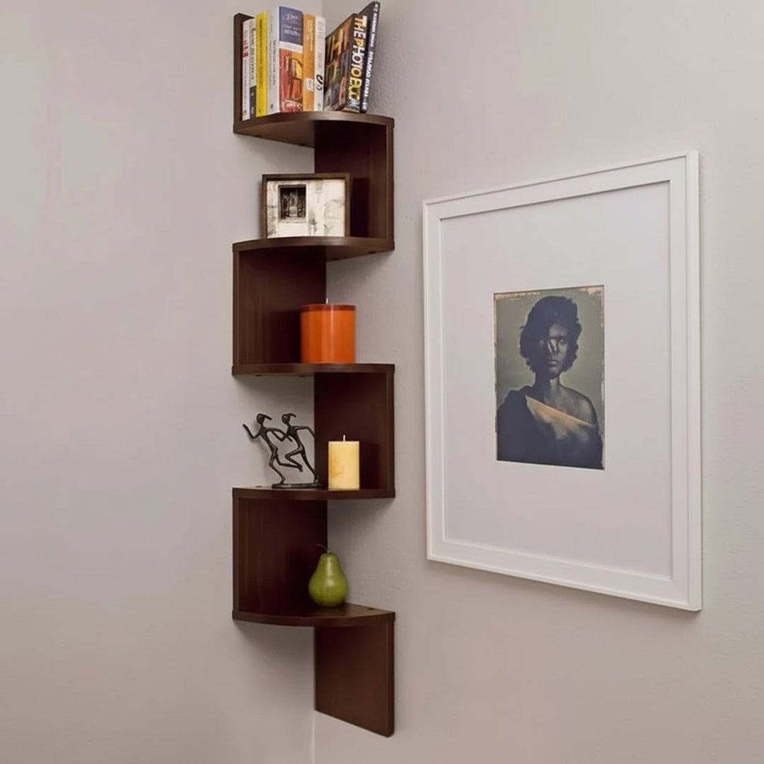 Multi-Tiered Mdf Corner Wall Shelf With Space-Saving Design - Image 3