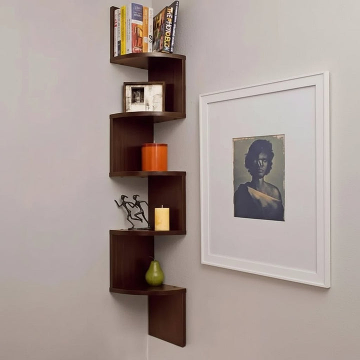 Multi-Tiered Mdf Corner Wall Shelf With Space-Saving Design - Image 3