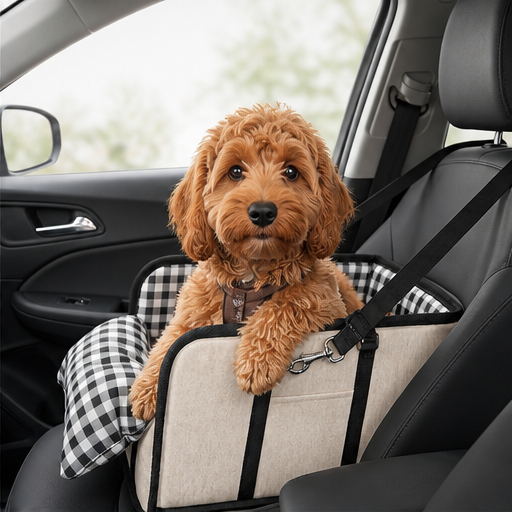 Non-Slip Padded Dog Car Seat With Safety Tether And Raised Sides - Image 3