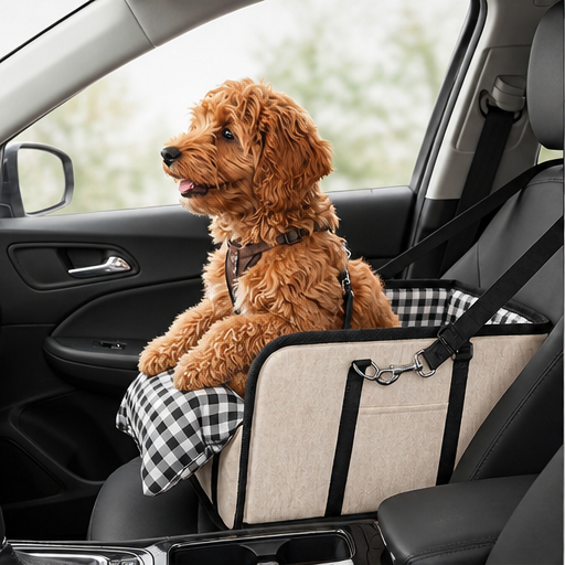 Non-Slip Padded Dog Car Seat With Safety Tether And Raised Sides - Image 5