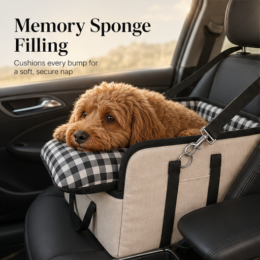 Non-Slip Padded Dog Car Seat With Safety Tether And Raised Sides - Image 7