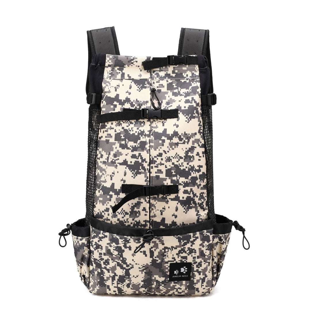 Pet Travel Backpack with Secure Mesh Design and Side Pocket - Image 16