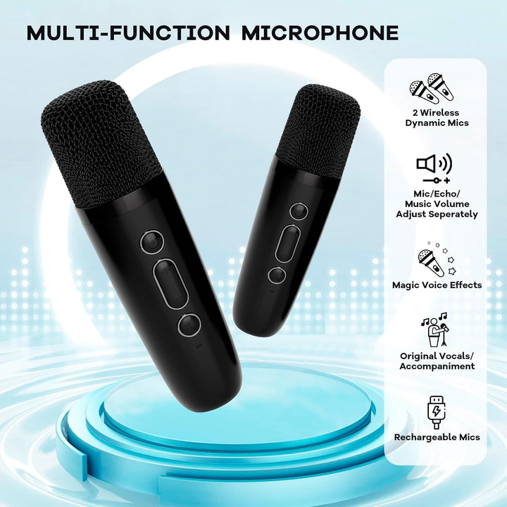 Portable Karaoke Machine With Bluetooth Speaker And Two Wireless Microphones - Image 29