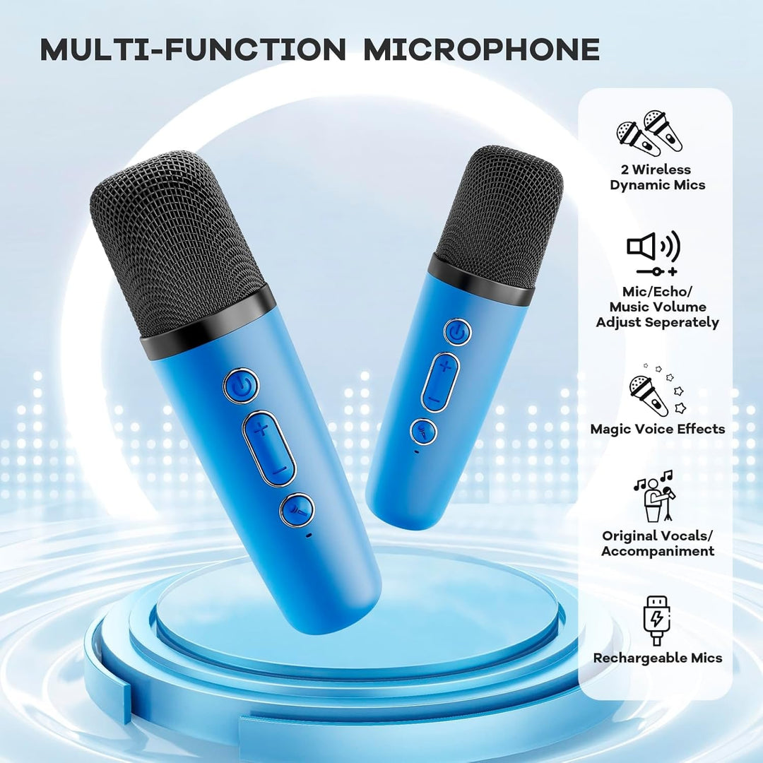 Portable Karaoke Machine With Bluetooth Speaker And Two Wireless Microphones - Image 8