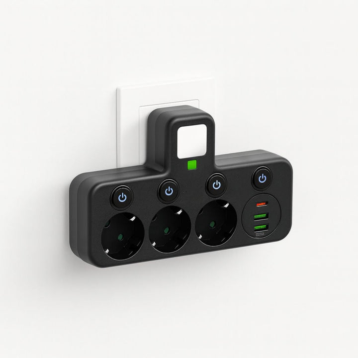 Power Strip With 3 Sockets Overvoltage Protection And Child Safety Lock - Image 2