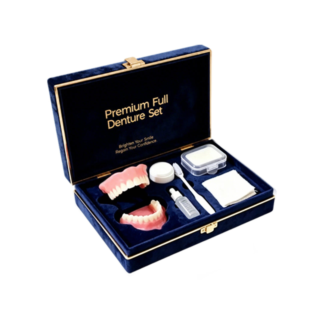 Premium Full Denture Set With Luxury Velvet Case And Accessories - Image 1