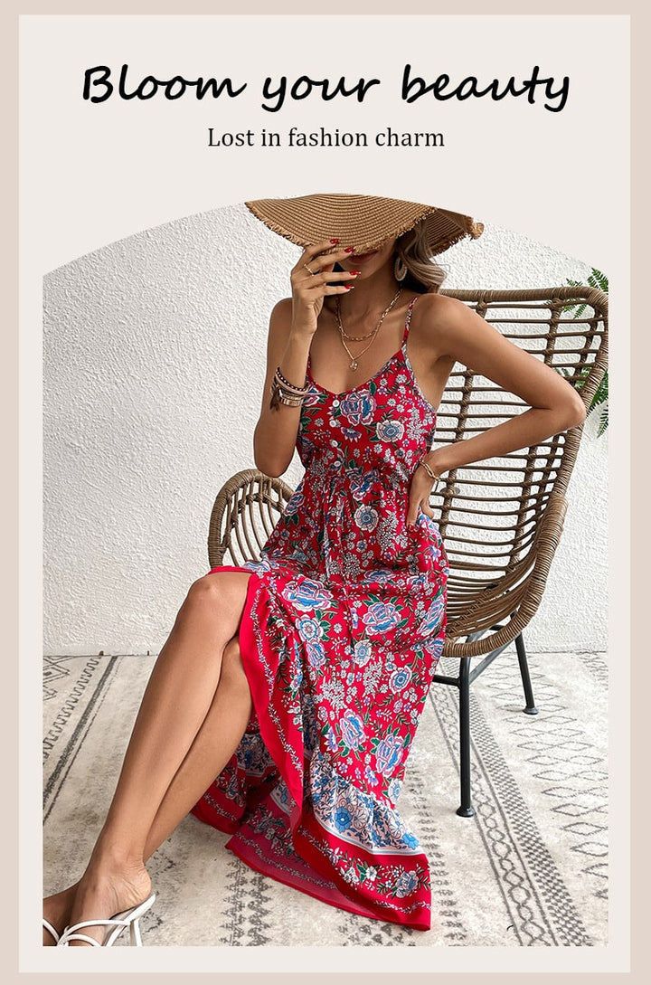 Printed Dress with Flattering Asymmetric Skirt and Sleeveless Cut - Image 4