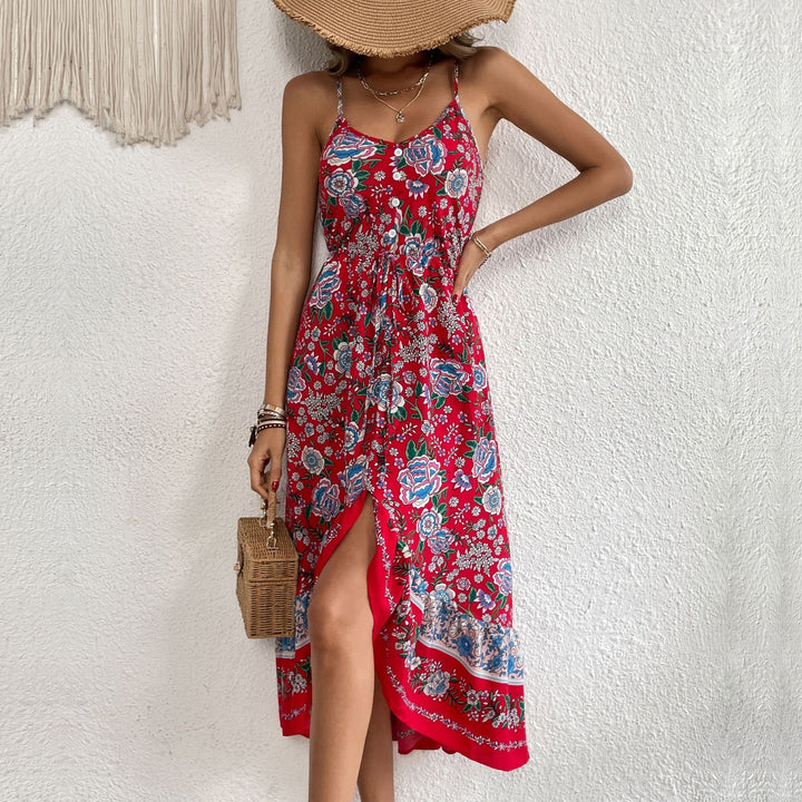 Printed Dress with Flattering Asymmetric Skirt and Sleeveless Cut - Image 7
