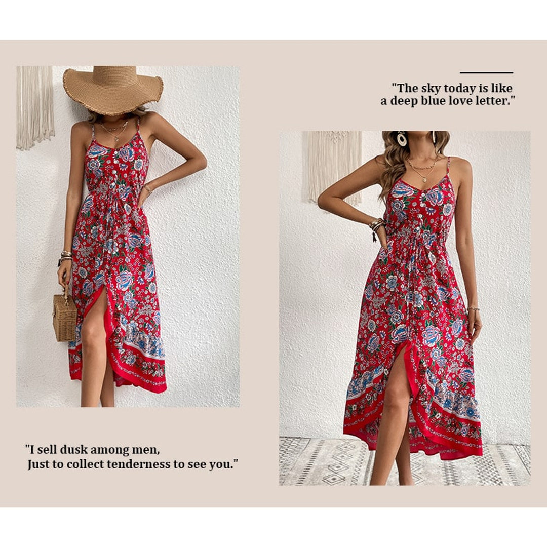 Printed Dress with Flattering Asymmetric Skirt and Sleeveless Cut - Image 5