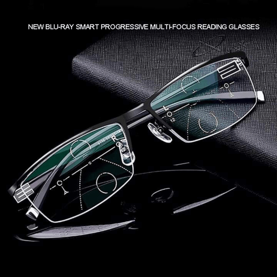 Progressive Multifocal Reading Glasses With Photochromic Anti-Glare Titanium Frame - Image 5