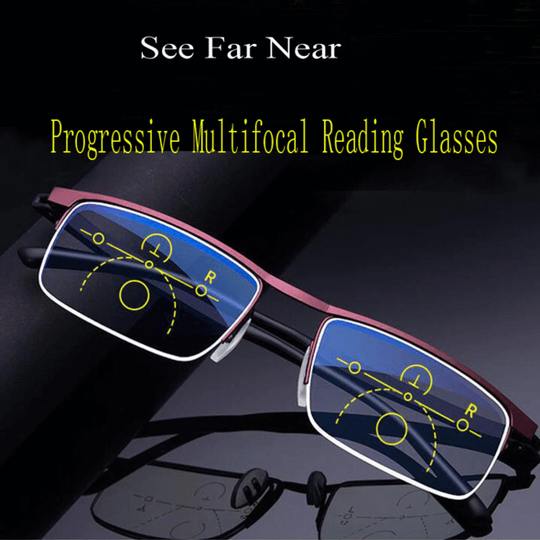 Progressive Multifocal Reading Glasses With Photochromic Anti-Glare Titanium Frame - Image 6