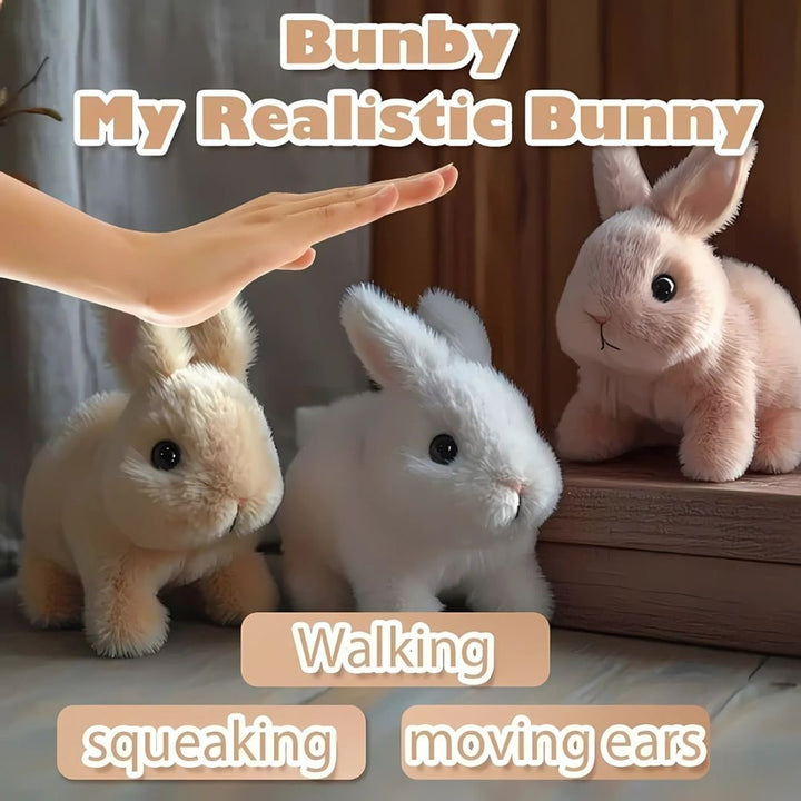 Realistic Plush Bunny With Moving Ears And Squeaker Ultra Soft Fur - Image 6