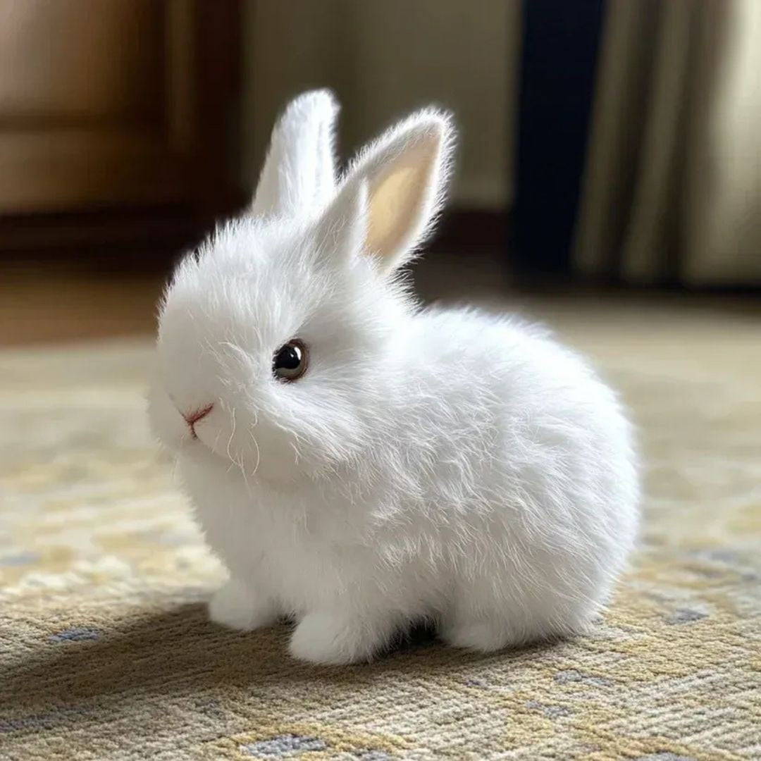 Realistic Plush Bunny With Moving Ears And Squeaker Ultra Soft Fur - Image 8