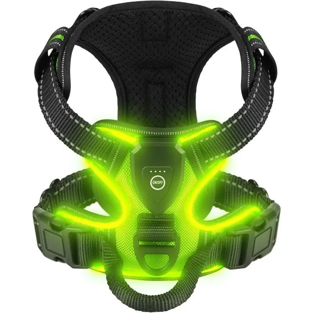 Rechargeable LED Dog Harness With Reflective Strips For Night Walking No-Pull - Image 2