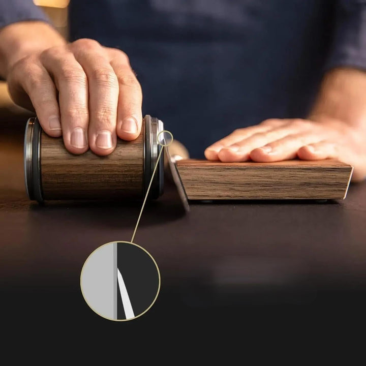 Rolling Knife Sharpener With Dual-Angle Kitchen Blade Tool And Magnetic Holder - Image 1