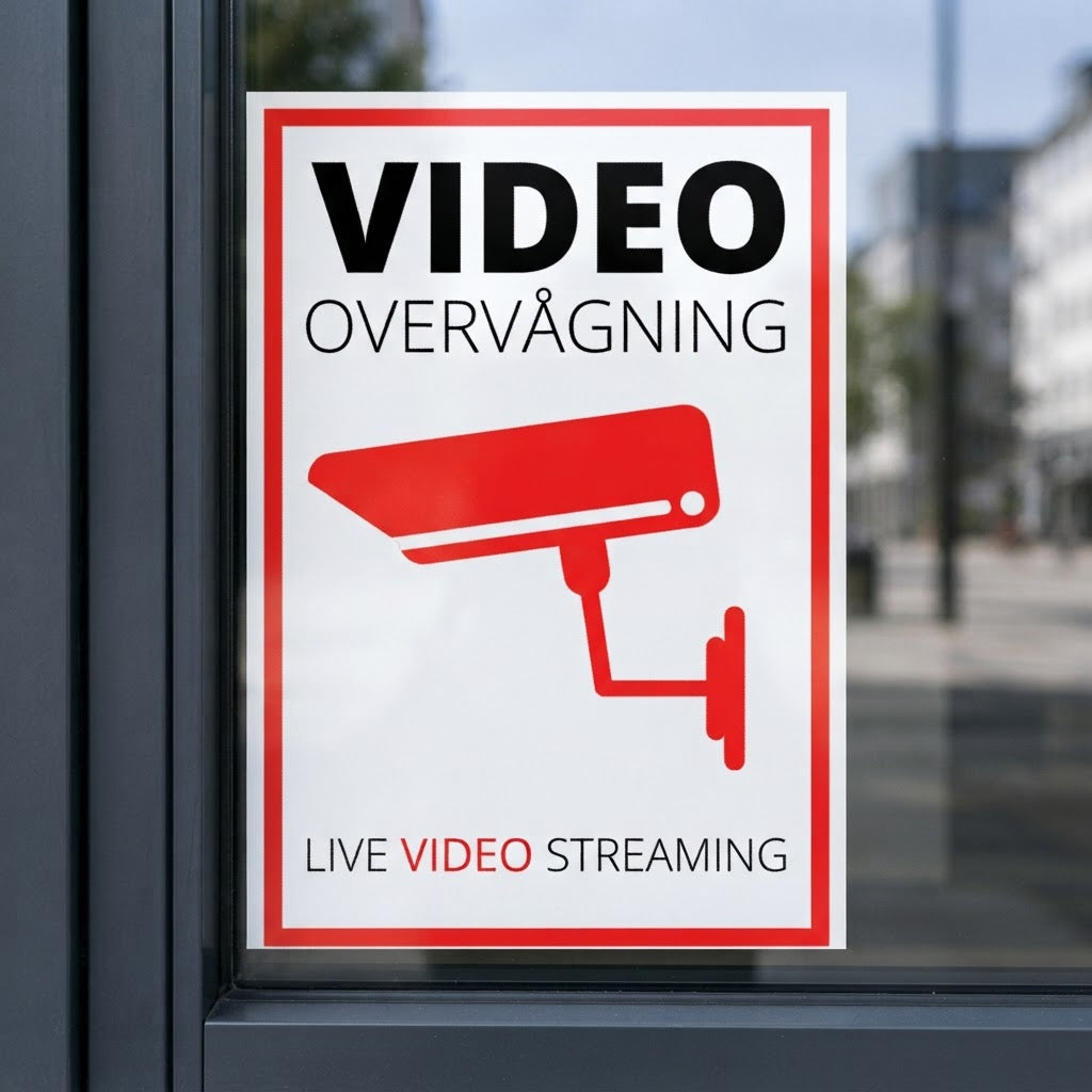 Security Warning Stickers 4 Pack Double-Sided Video Surveillance Signs For Windows - Image 1