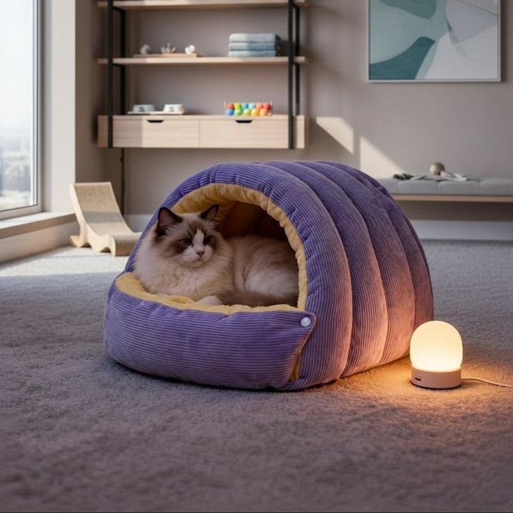 Snugden Enclosed Cat Bed For Warmth And Security - Image 1