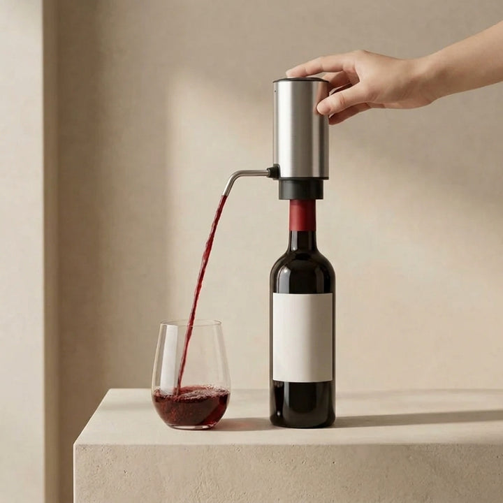 Stainless Steel USB Rechargeable Wine Aerator Pourer With Retractable Tube - Image 1