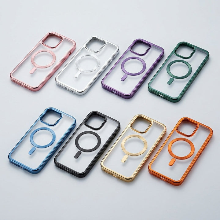 Transparent iPhone Case Magnetic With Electroplated Metal Bumper - Image 2