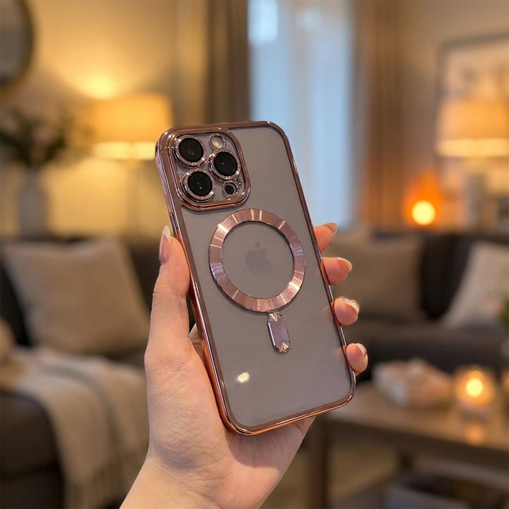 Transparent iPhone Case Magnetic With Electroplated Metal Bumper - Image 3