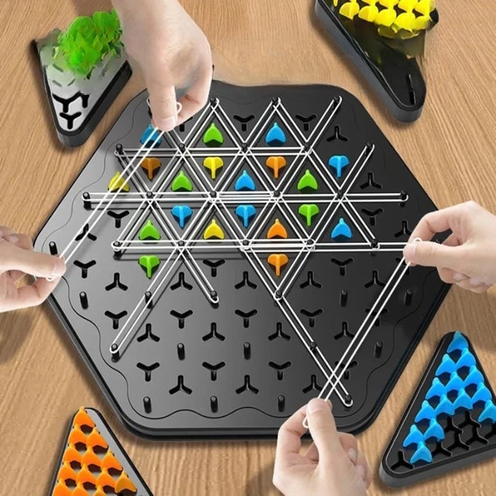 Triangle Strategy Board Game Build Triangles By Placing Lines Over Pegs - Image 2