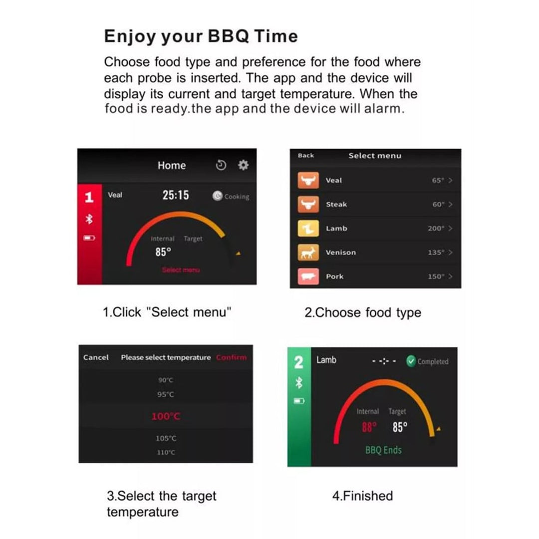 Wireless Bluetooth Meat Thermometer With IP67 Waterproof Design For Grilling And Oven Cooking - Image 5