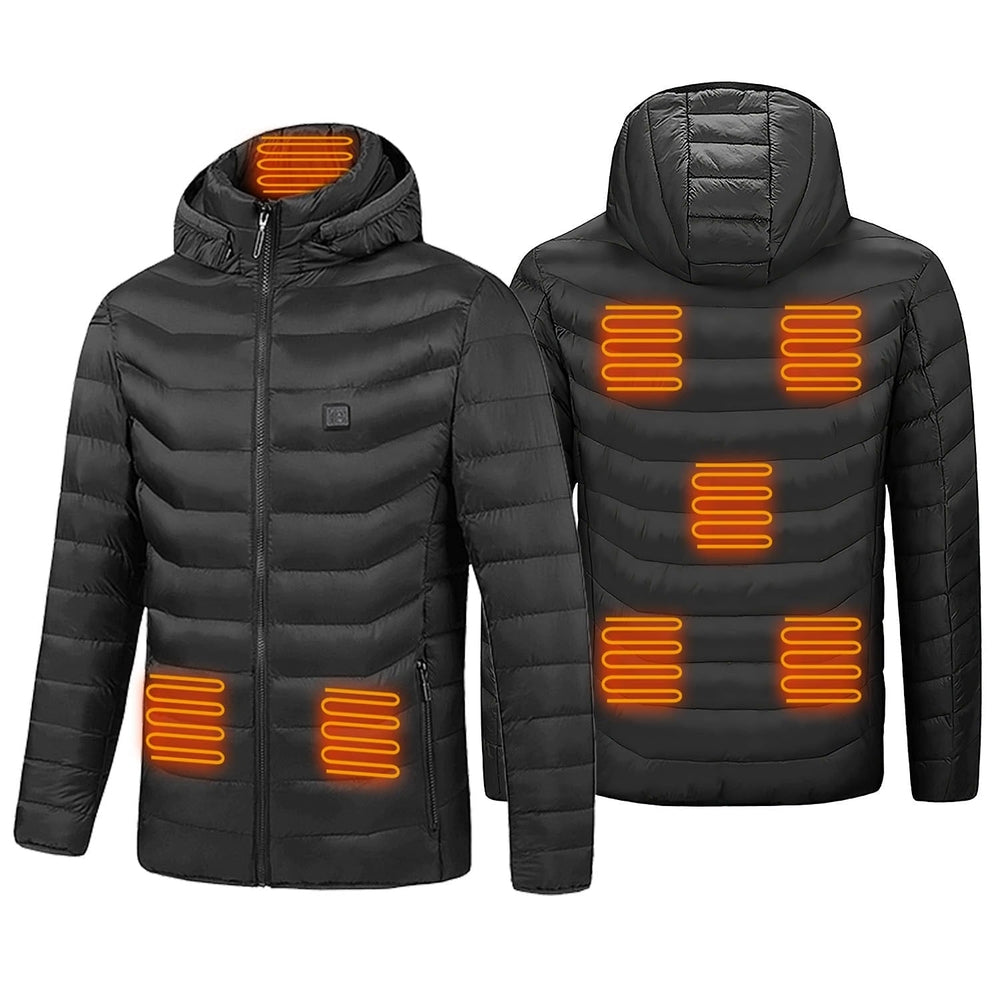 Women's Heated Puffer Jacket With Hood Electric Heating Elements And Chest Power Control To Adjust Heat Levels - Image 1