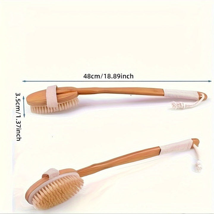 Wooden Bath Brush With Natural For Exfoliating Back Scrubber - Image 3
