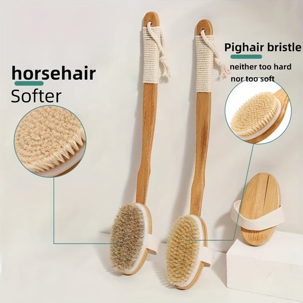 Wooden Bath Brush With Natural For Exfoliating Back Scrubber - Image 2