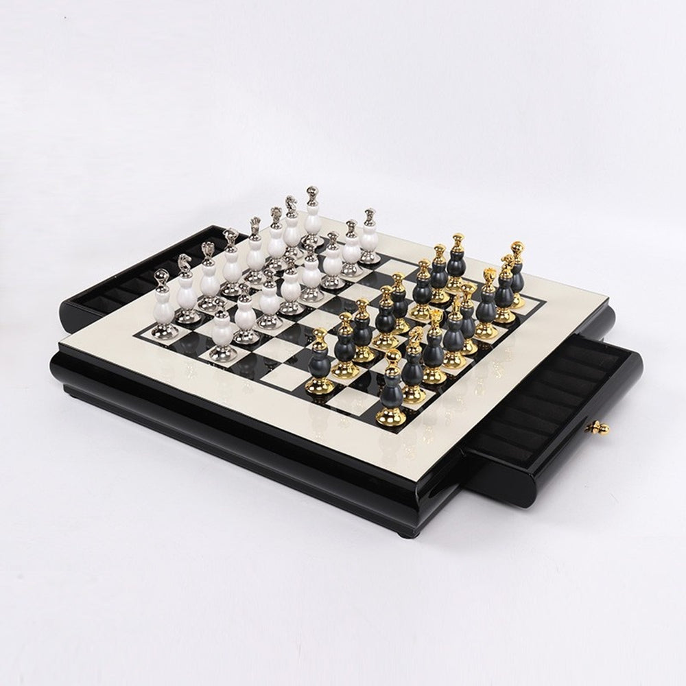 Wooden Chess Set With Zinc Alloy Hand-Painted Pieces - Image 2
