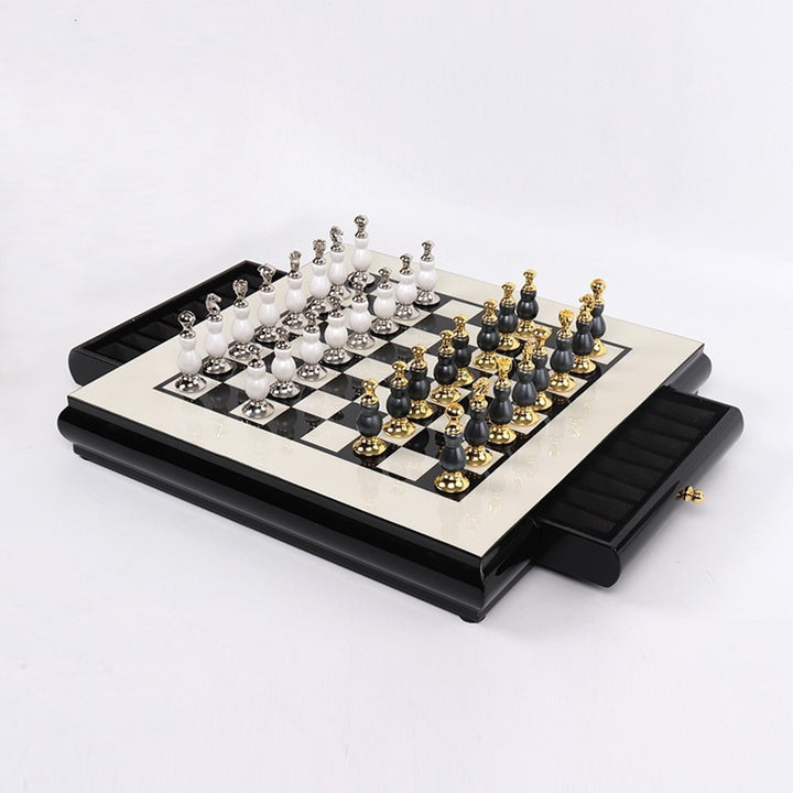 Wooden Chess Set With Zinc Alloy Hand-Painted Pieces - Image 2