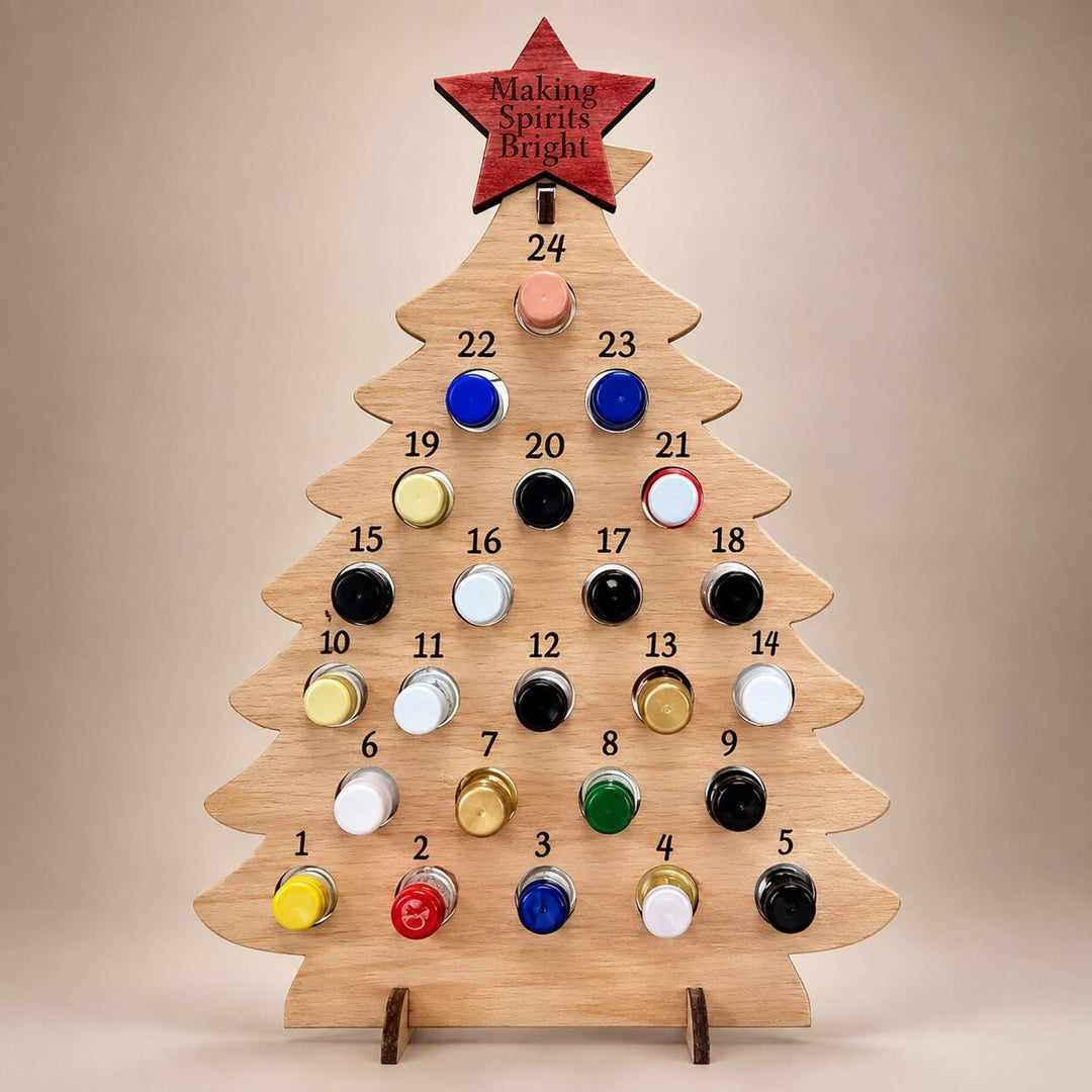 Wooden Christmas Tree Bottle Advent Calendar With 24 Compartments Freestanding Holiday Countdown Display - Image 5