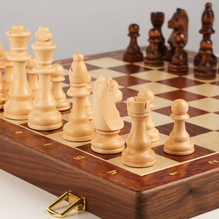 Wooden Folding Chessboard Large Solid Set For Children - Image 3