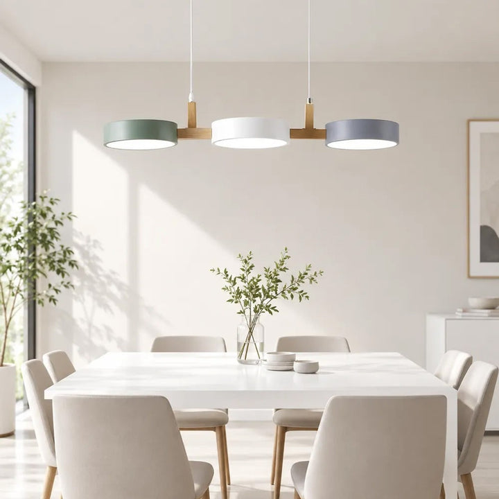 Wooden Pendant Chandelier With Adjustable Cord - Image 1