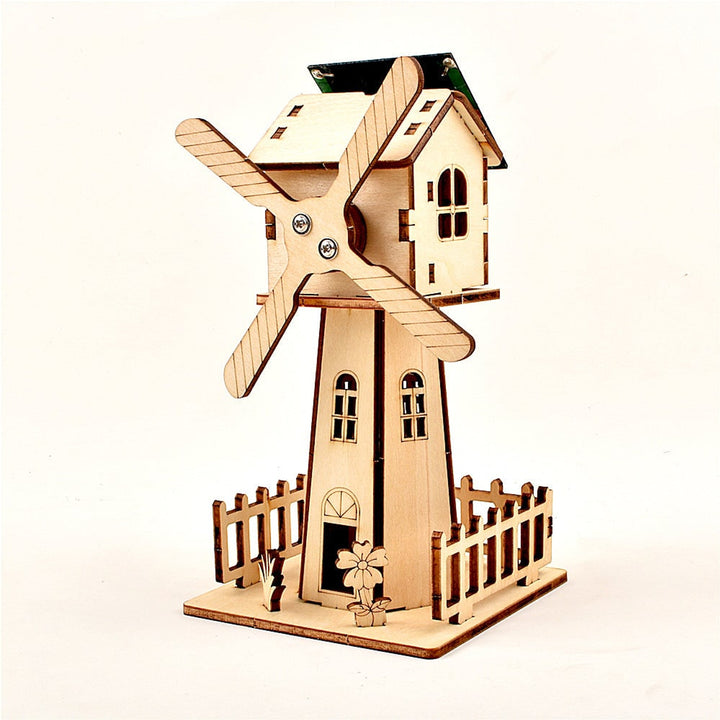 Wooden Windmill Puzzle Kit Solar Powered 3D Diy Educational Toy - Image 7