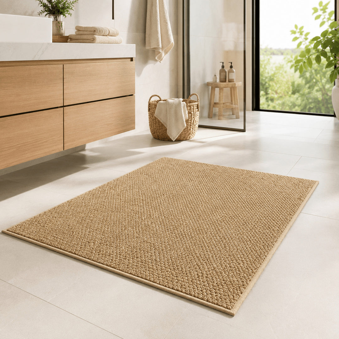 Woven Texture Absorbent Door Mat With Non-Slip Backing Quick Drying And Machine Washable - Image 1